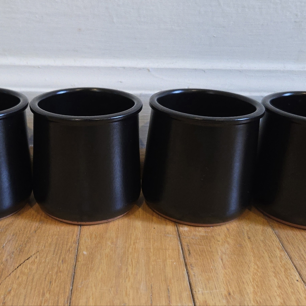 NEW! Set of 6 Elegant Matte Black Ceramic Cermer Yogurt Pots